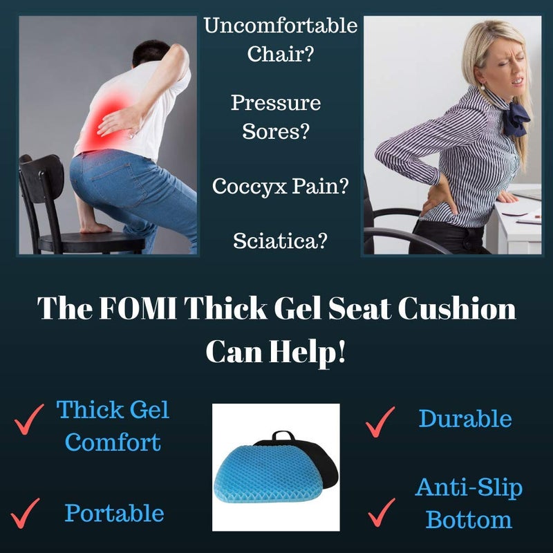 FOMI Thick Premium All Gel Orthopedic Seat Cushion | (16.5" x 18") | Large Comfortable Pad for Car, Office Chair, Wheelchair, or Home | Pressure Sore Relief, Prevents Sweaty Bottom | Portable - Image 4